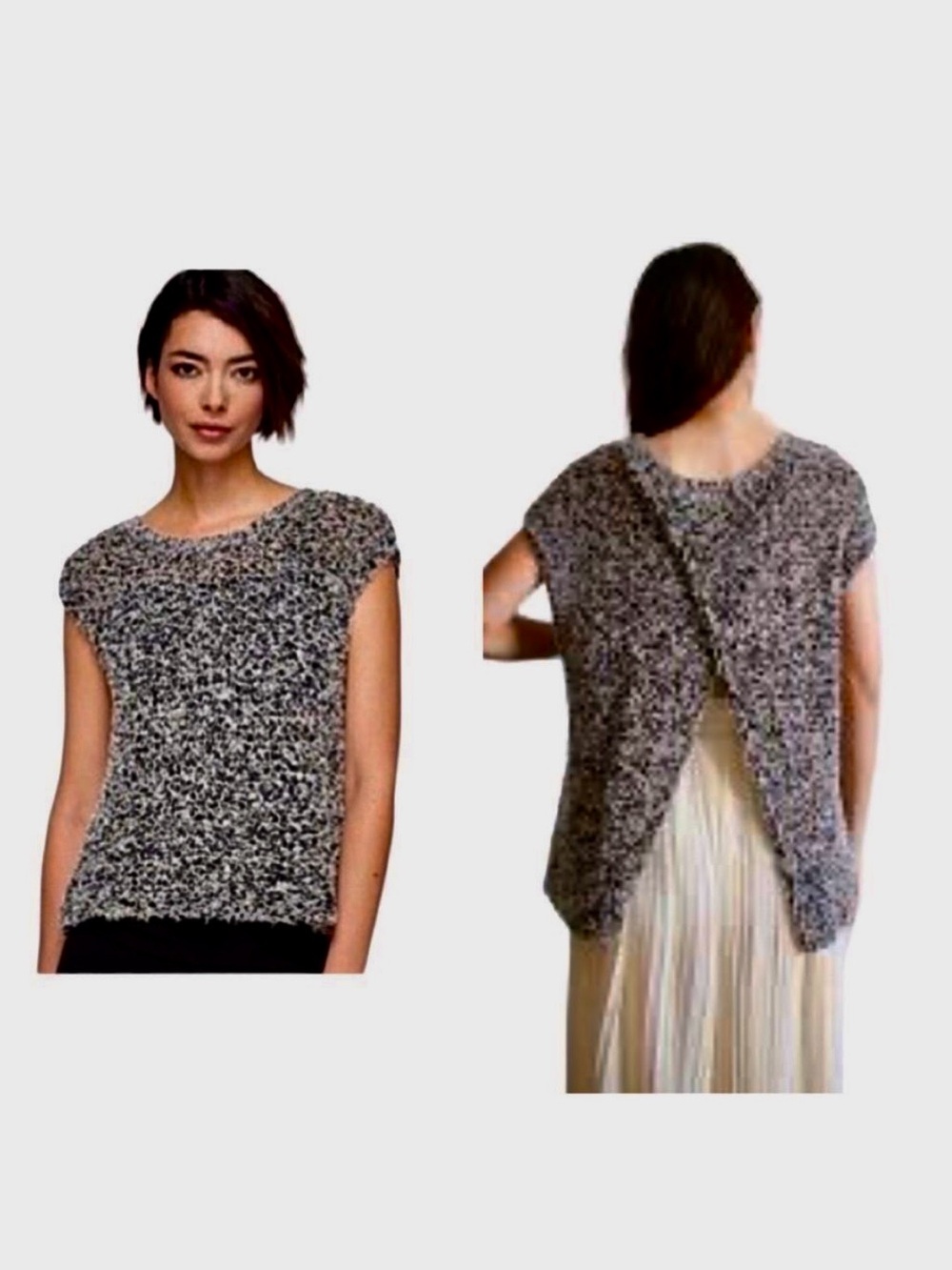 Eileen Fisher Textured Shrug Top in Black & White Size Small